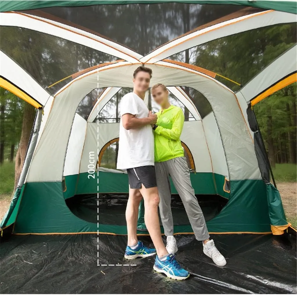 Large Camping Tent Travel Double-Layer Tent Waterproof Family Camping Tent Outdoor Camping Tent 6/8/10/12(Size:380 * 260 * 185cm)