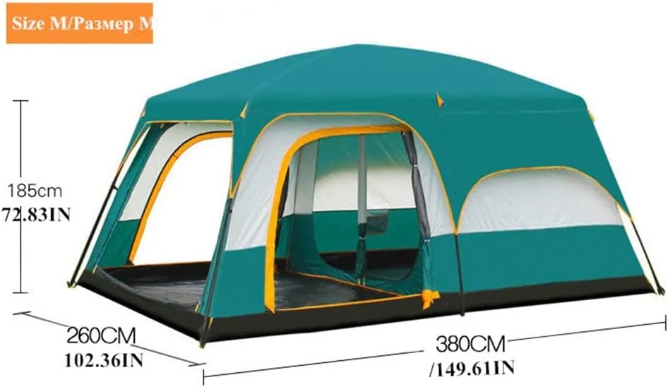 Large Camping Tent Travel Double-Layer Tent Waterproof Family Camping Tent Outdoor Camping Tent 6/8/10/12(Size:380 * 260 * 185cm)