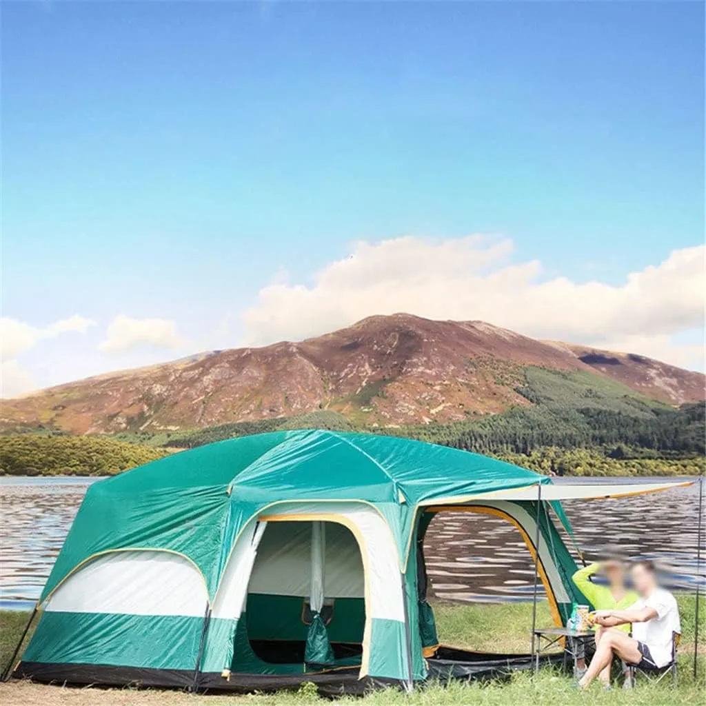 Large Camping Tent Travel Double-Layer Tent Waterproof Family Camping Tent Outdoor Camping Tent 6/8/10/12(Size:380 * 260 * 185cm)