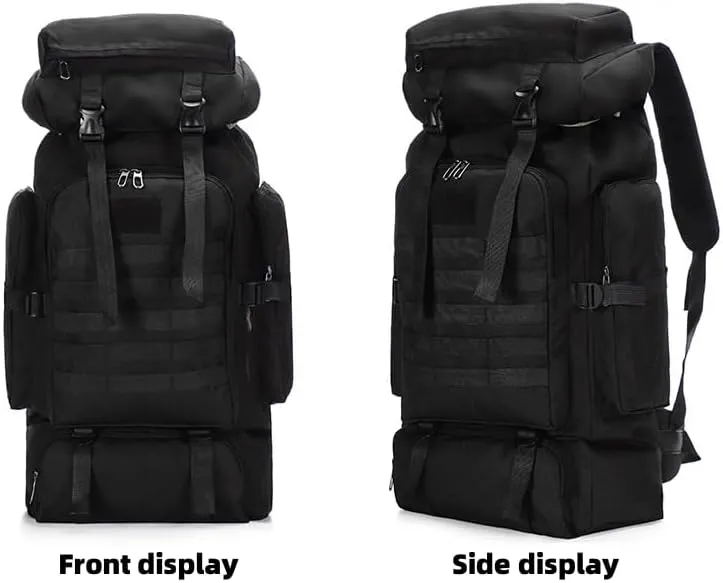 Large Capacity 80L Waterproof Camouflage Tactical Backpack Hiking Bag Leisure Outdoor Sports Backpack Hiking (black)
