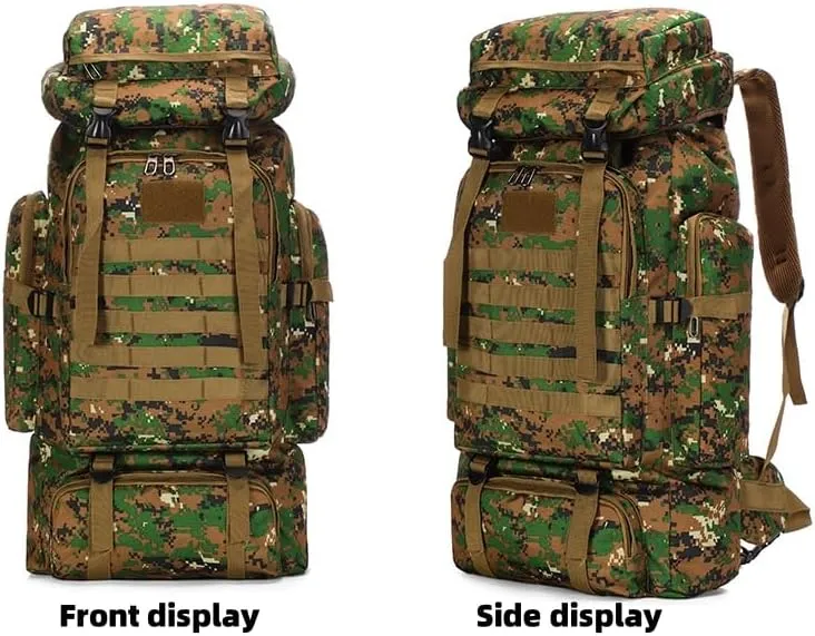 Large Capacity 80L Waterproof Camouflage Tactical Backpack Hiking Bag Leisure Outdoor Sports Backpack Hiking (Jungle camouflage)