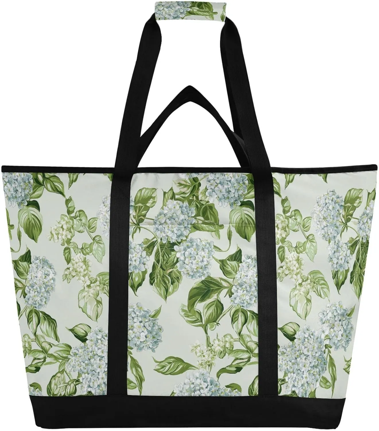 Large Capacity Insulated Cooler Bag Hot or Cold Carrier Collapsible Leak Proof Insulated Bag with Handles Personalized for Travel Picnics Delivery Beauty Oak-Leaf Hydrangea