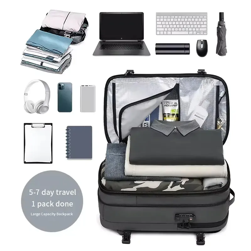 Large Capacity Travel Backpack with Vacuum Compression - 17-Inch Laptop, Business, School, and Hiking Backpack