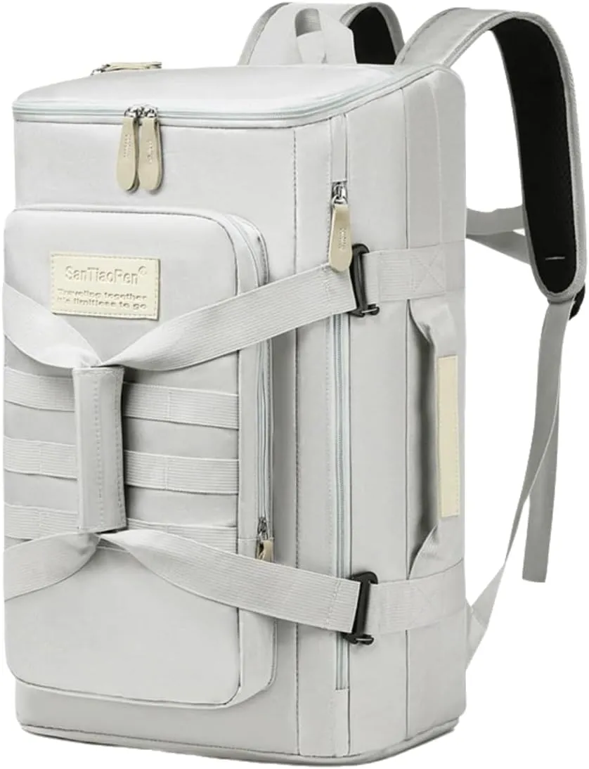 Large capacity travel outdoor bag, hiking tennis, men and women (Light grey)