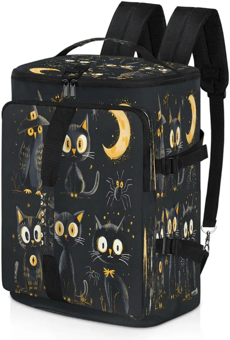 Large Carry on Backpack for Women Men Multi-function Gym Duffle Bag Halloween Cats Bird Backpack Polyester Waterproof Duffel Bags