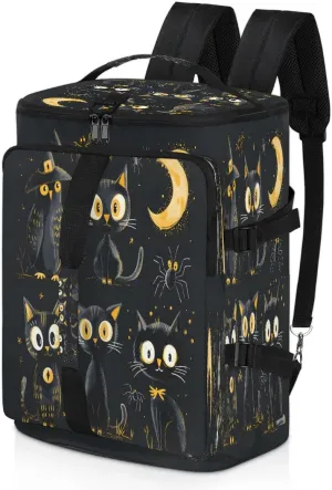 Large Carry on Backpack for Women Men Multi-function Gym Duffle Bag Halloween Cats Bird Backpack Polyester Waterproof Duffel Bags