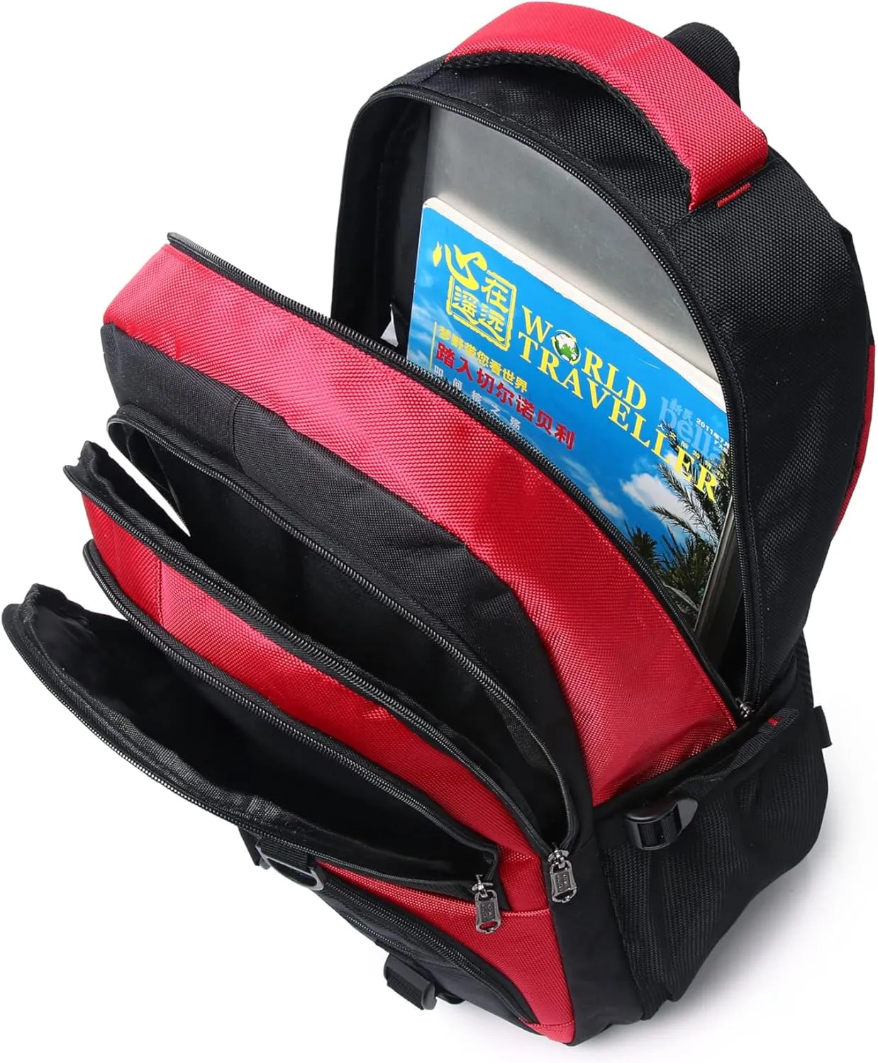 Large Hiking Backpack, 35L Lightweight Travel Backpack,Hiking Daypack for Women Men,Black Red