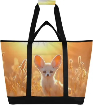 Large Insulated Cooler Bag Cute Fennec Fox Sunset, Collapsible Soft Cooler Makes a Perfect Insulated Grocery Bag, Food Delivery Bag, Travel Insulated Bag or Beach Cooler Bags
