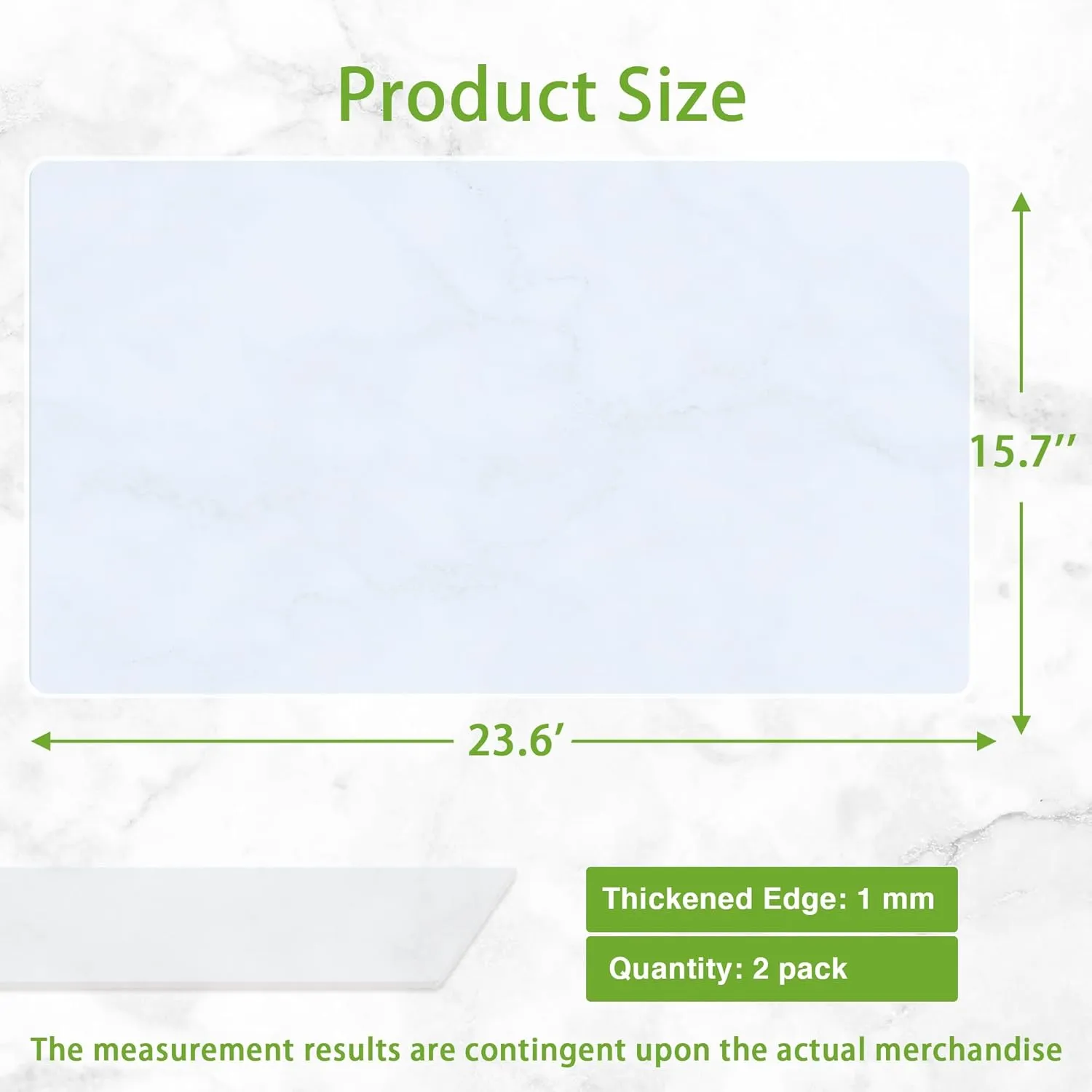 Large Silicone Mats for Kitchen Counter: 15.75” x 23.6” (1mm) Translucent Non-slip - Waterproof Clear Countertop Protector Liner - Heat Resistant Non-Stick Baking Mat 2 Pack