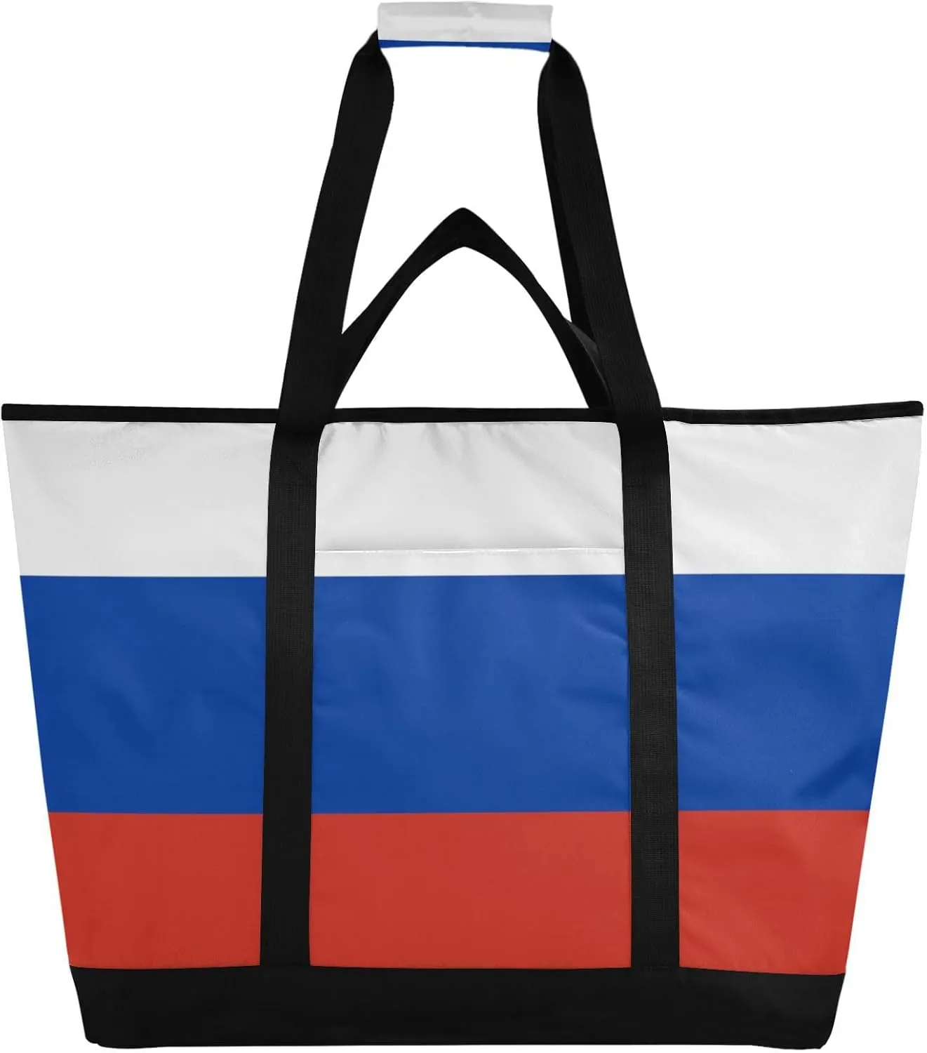 Large Soft Sided Cooler Bag Hot or Cold Carrier Foldable Reusable Cooler Bags with Handles Personalized for Travel Picnics Delivery Russia Flag Russian Federation National Blue Red