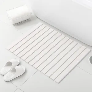 Large Stone Bath Mat, 31"x 23" Non-Slip Diatomaceous Earth Bath Mat, Ultra-Absorbent Quick-Drying Stone Drying Mat for Kitchen Bathroom Pet Bowl, Rollable & Foldable Stone Bath Mat, White XL