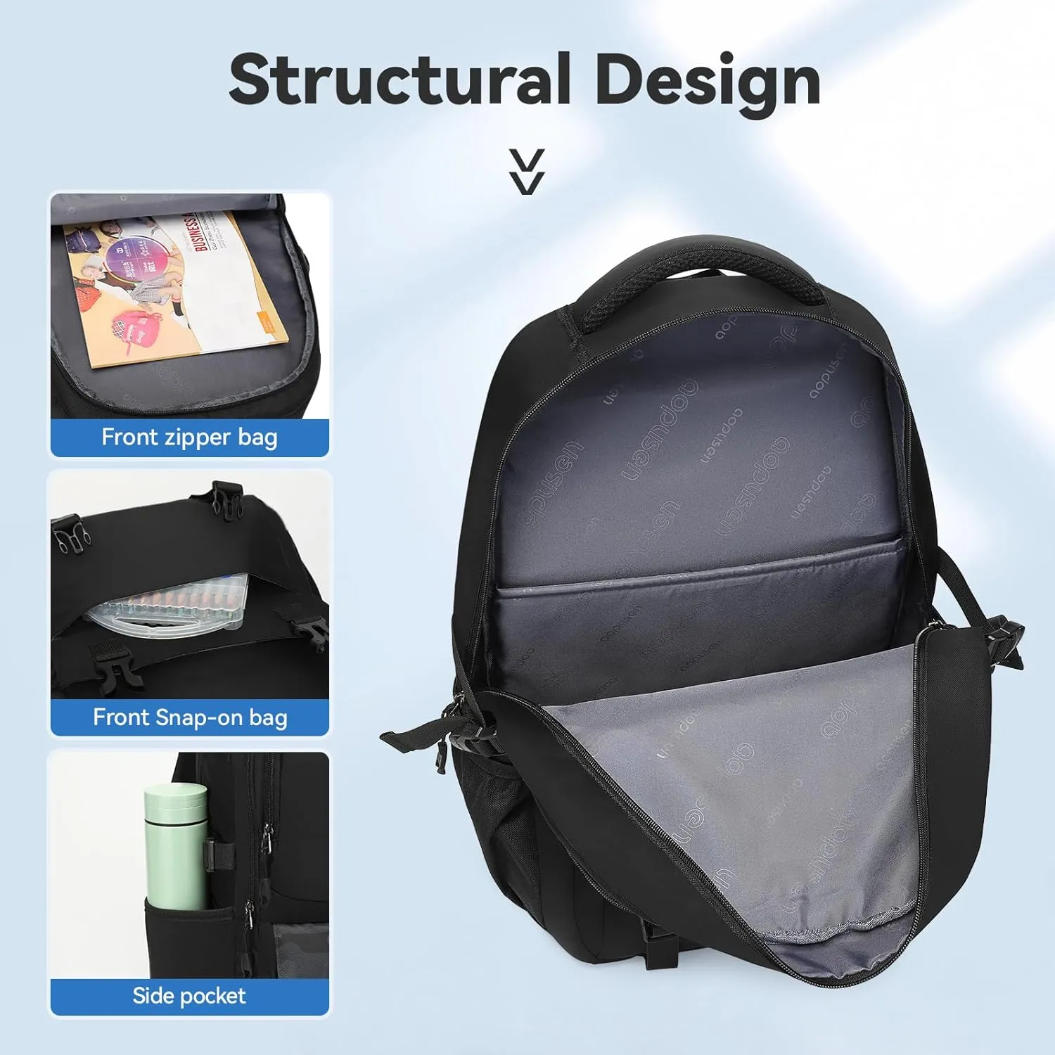 Large Travel Backpack for Men, Waterproof Outdoor Commuter Backpack with Multiple Compartments, Heavy-Duty Work Daypack for Hiking, Business, or Daily Use, Fits 17.3 Inch Laptop(Black)