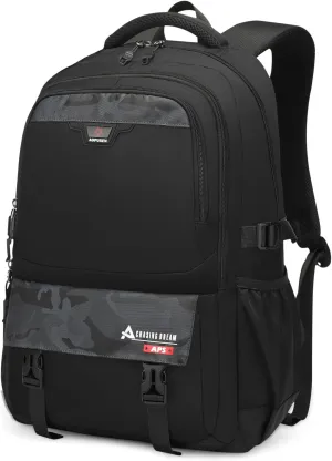 Large Travel Backpack for Men, Waterproof Outdoor Commuter Backpack with Multiple Compartments, Heavy-Duty Work Daypack for Hiking, Business, or Daily Use, Fits 17.3 Inch Laptop(Black)