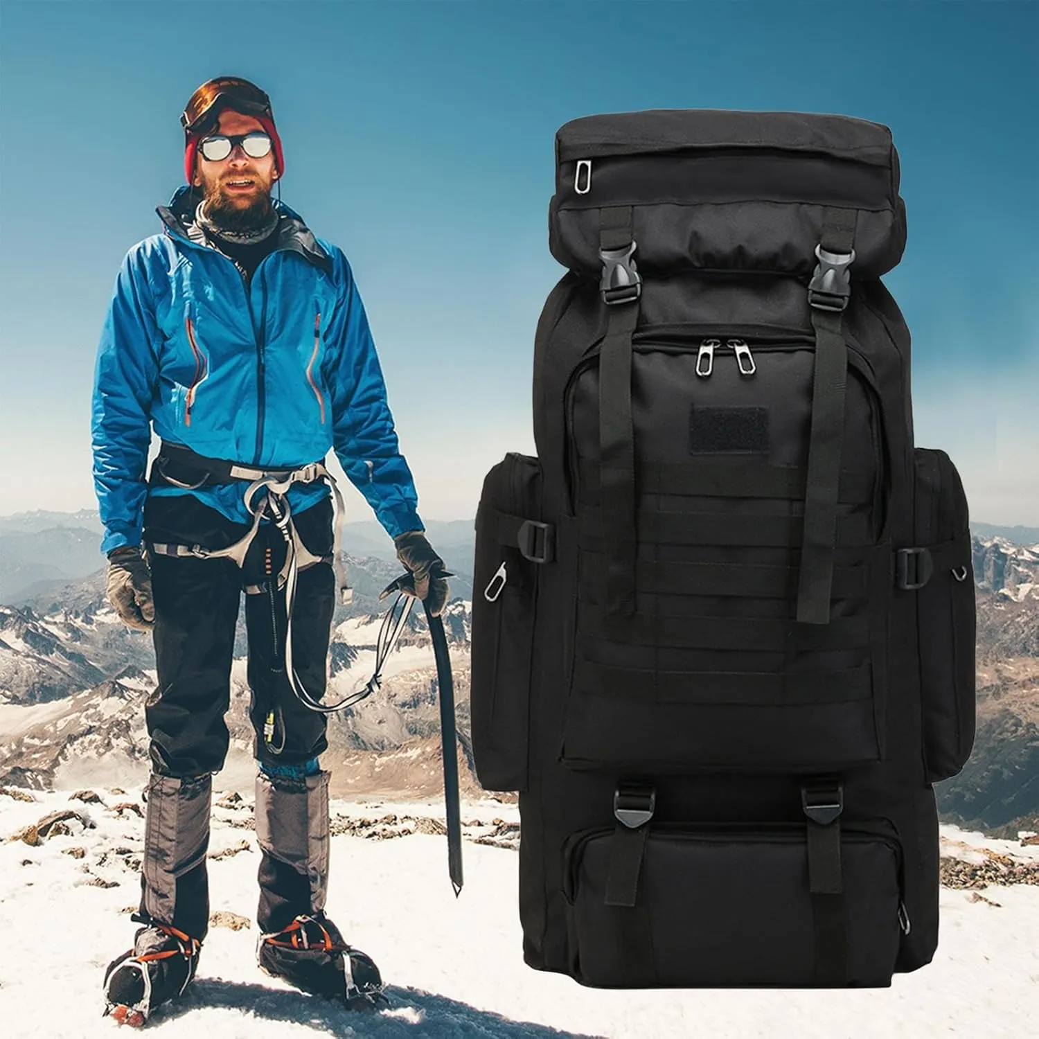 Large Trekking Backpack Men - Outdoor Camping Backpack Men, Waterproof Assault Pack Backpack | Large Hiking Backpack Men, Outdoor Hunting Backpack Men for Outdoor Hiking, Camping, Trekking, Hunting