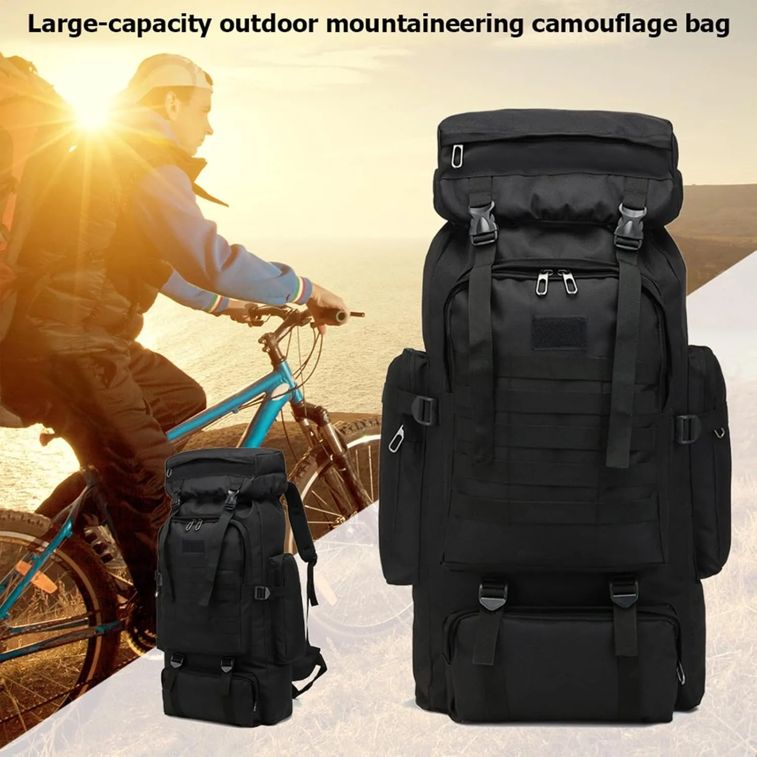 Large Trekking Backpack Men - Outdoor Camping Backpack Men, Waterproof Assault Pack Backpack | Large Hiking Backpack Men, Outdoor Hunting Backpack Men for Outdoor Hiking, Camping, Trekking, Hunting