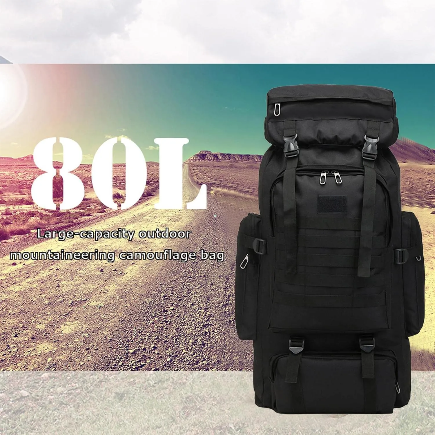 Large Trekking Backpack Men - Outdoor Camping Backpack Men, Waterproof Assault Pack Backpack | Large Hiking Backpack Men, Outdoor Hunting Backpack Men for Outdoor Hiking, Camping, Trekking, Hunting