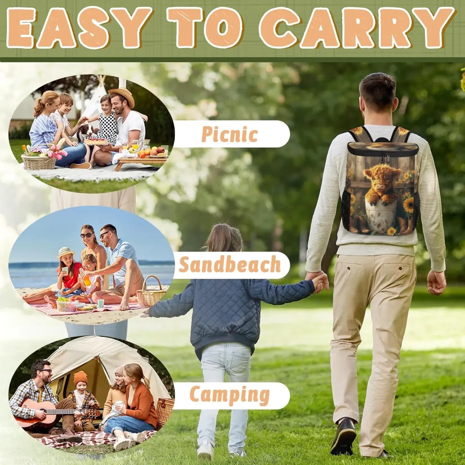 Large Waterproof Insulated Cooler Backpack, Leak Proof Cooler Backpack for Camping, Picnic Travel Outdoor