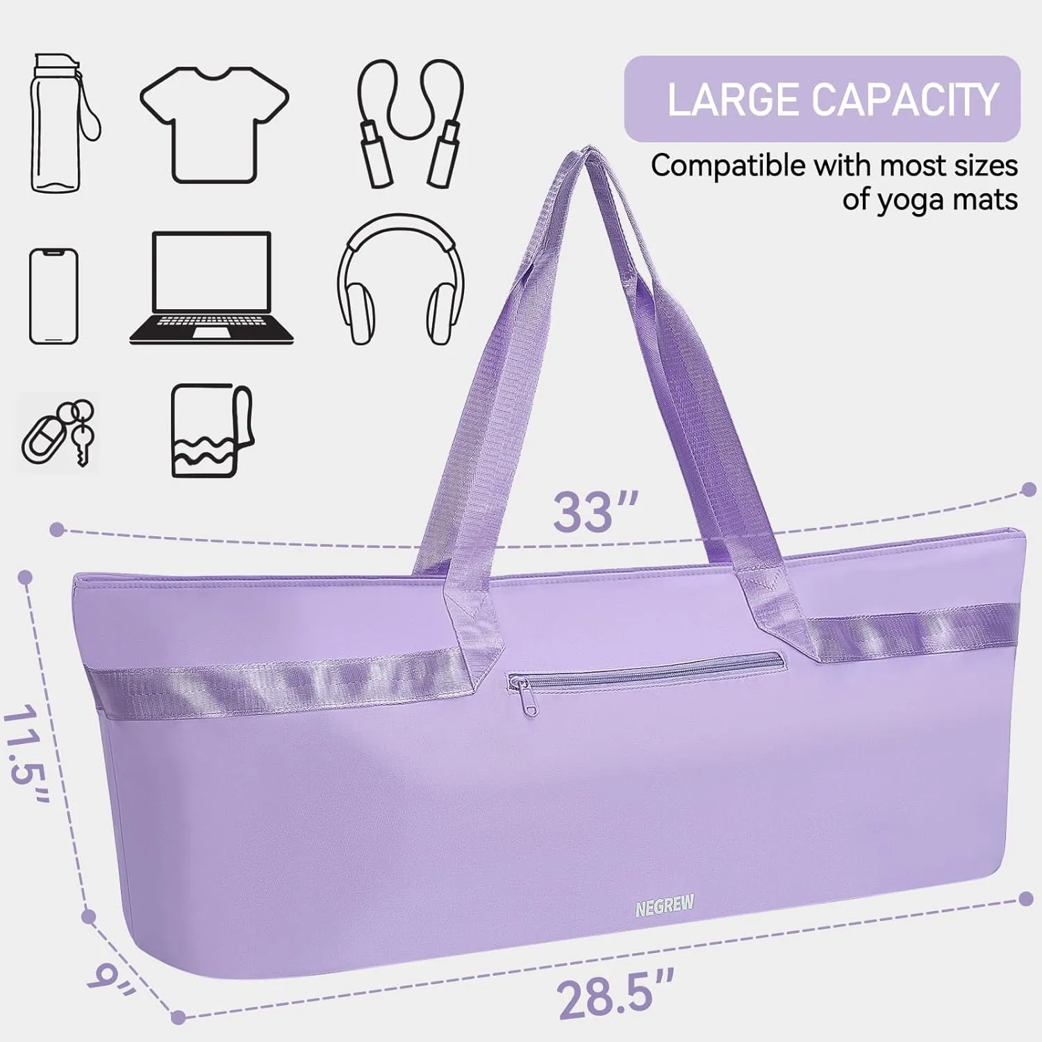 Large Yoga Mat Bag for Women,Pilates Bag with Shoes Bag & Wet Pocket,Gym Bag with Yoga Mat Holder Fits Most Size Mats,Yoga Mat Tote Carrier for Pilates Office Beach Workout (Pink)