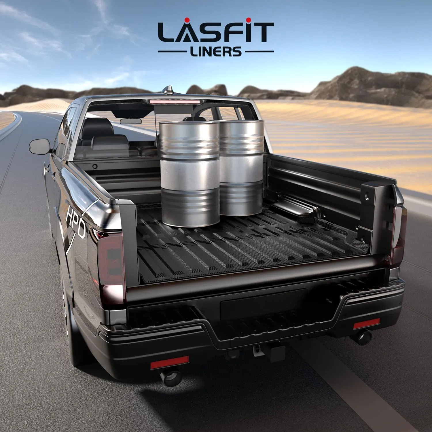 LASFIT Truck Bed Mat for Honda Ridgeline 2025 2024 2023 2022 2021 2020 2019 2018 2017 5.3FT (64.0 in) Bed Mat, TPE All Weather Custom Fit Truck Cargo Bed Liner, Black