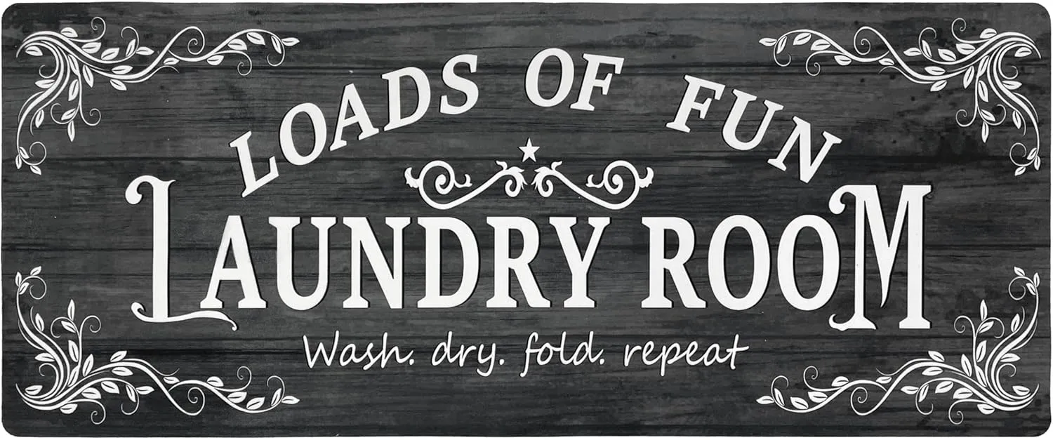 Laundry Room Rug Runner 24"x60" Non Slip Waterproof Laundry Mats for Laundry Room Decor Washable Floor Farmhouse Laundry Rug for Mudroom Washroom Bathroom, Black Navy Blue