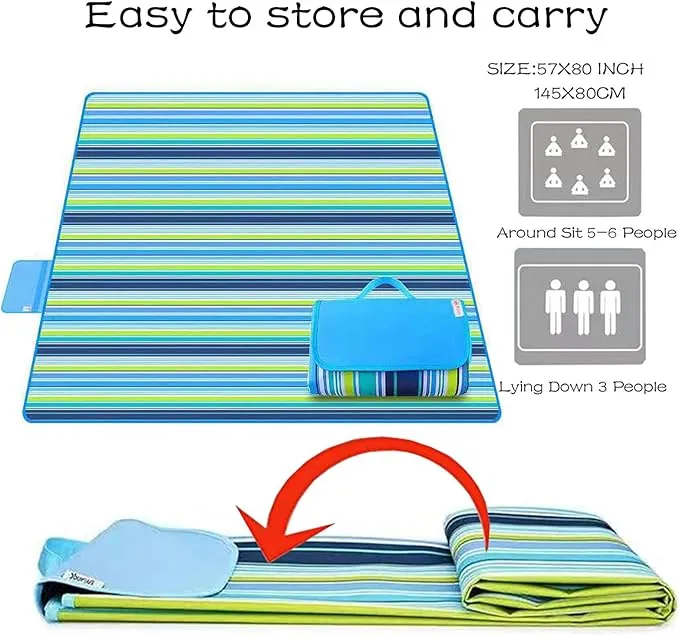 Lchkrep Picnic Blanket Beach Blankets 80"x60"， Large Sandproof Waterproof Camping Portable Travel Blanket Play Mat for Outdoor Indoor Family Beach Park Grass,Hiking, Music Festiva