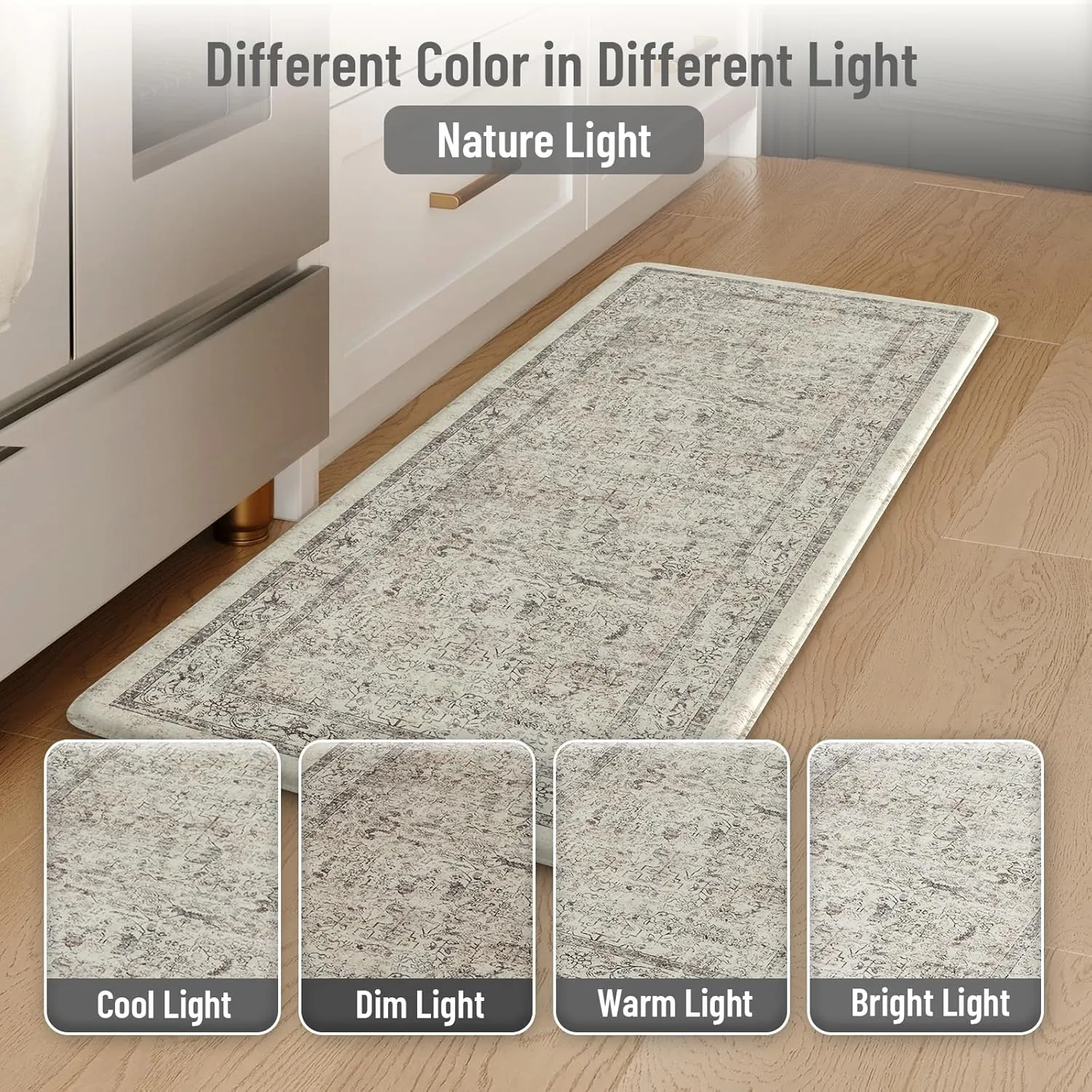 LEEVAN Anti Fatigue Kitchen Mats for Floor Light Grey Cushioned Kitchen Rugs,Non-Slip Waterproof Kitchen Sink Standing Mat Wipe Clean for Kitchen Floor(20''x31'' 20''x47'')