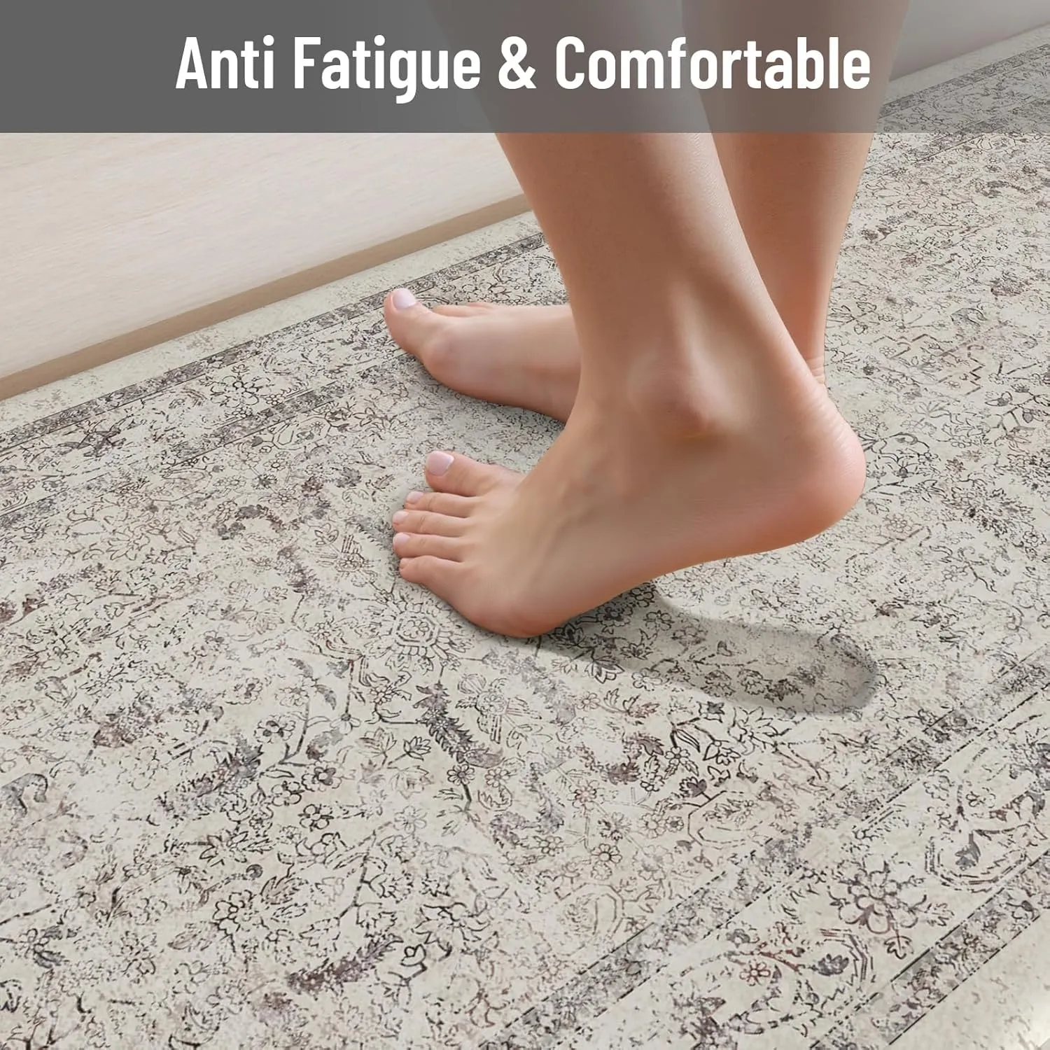 LEEVAN Anti Fatigue Kitchen Mats for Floor Light Grey Cushioned Kitchen Rugs,Non-Slip Waterproof Kitchen Sink Standing Mat Wipe Clean for Kitchen Floor(20''x31'' 20''x47'')
