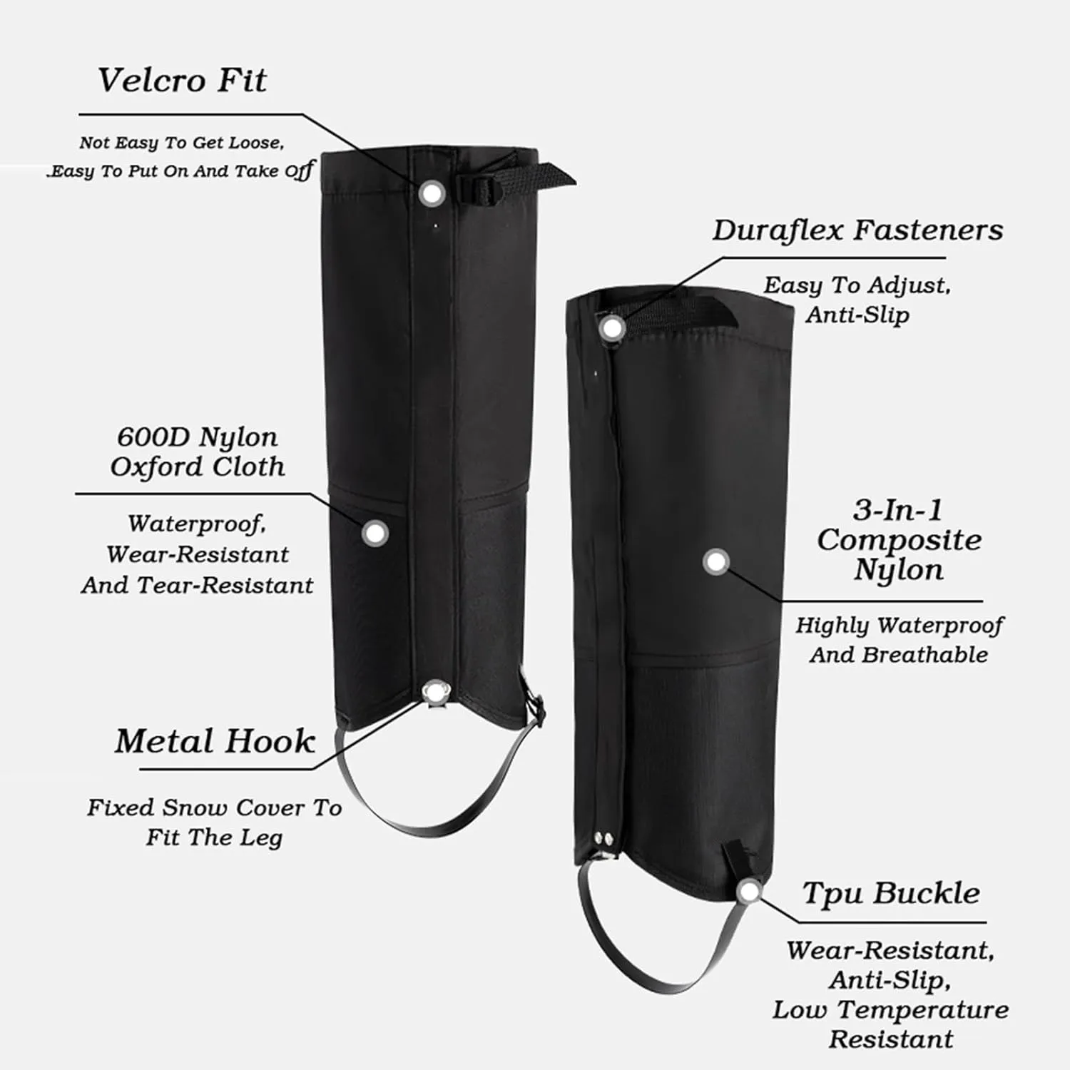 Leg Gaiters,Outdoor Waterproof Hiking Gaiters,Snake Bite Protection Guards with Adjustable Size,for Walking Climbing Hiking Backpacking