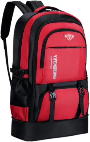 LELEBEAR Expandable Multifunctional Large-Capacity Oxford Backpack, Travel Backpack For Mountaineering, Waterproof Hiking Backpack (Red)