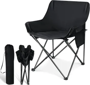 Leonyo Folding Camping Chairs, Portable Outdoor Lawn Chairs for Adults with Carrying Bag for Outside Fishing, Hiking & Festivals, Black