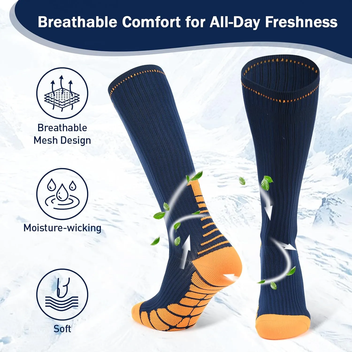 Les Kinberly Compression Socks for Men Women 8-15mmHg Running Hiking Athletic Cycling Socks Anti-Blister 3 Pairs