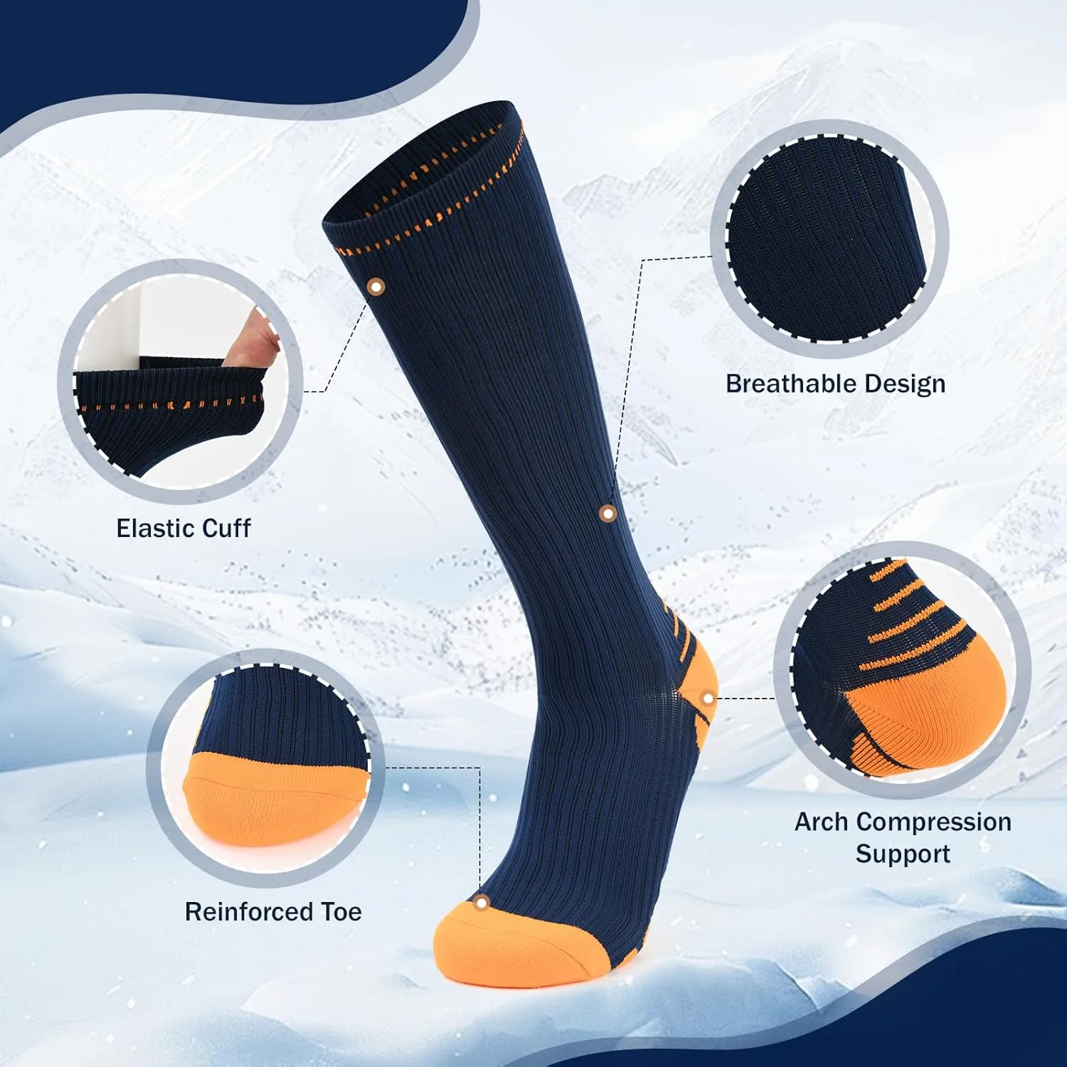 Les Kinberly Compression Socks for Men Women 8-15mmHg Running Hiking Athletic Cycling Socks Anti-Blister 3 Pairs