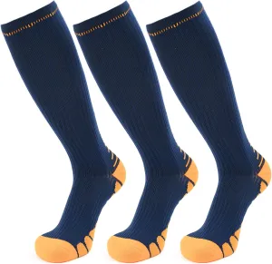 Les Kinberly Compression Socks for Men Women 8-15mmHg Running Hiking Athletic Cycling Socks Anti-Blister 3 Pairs