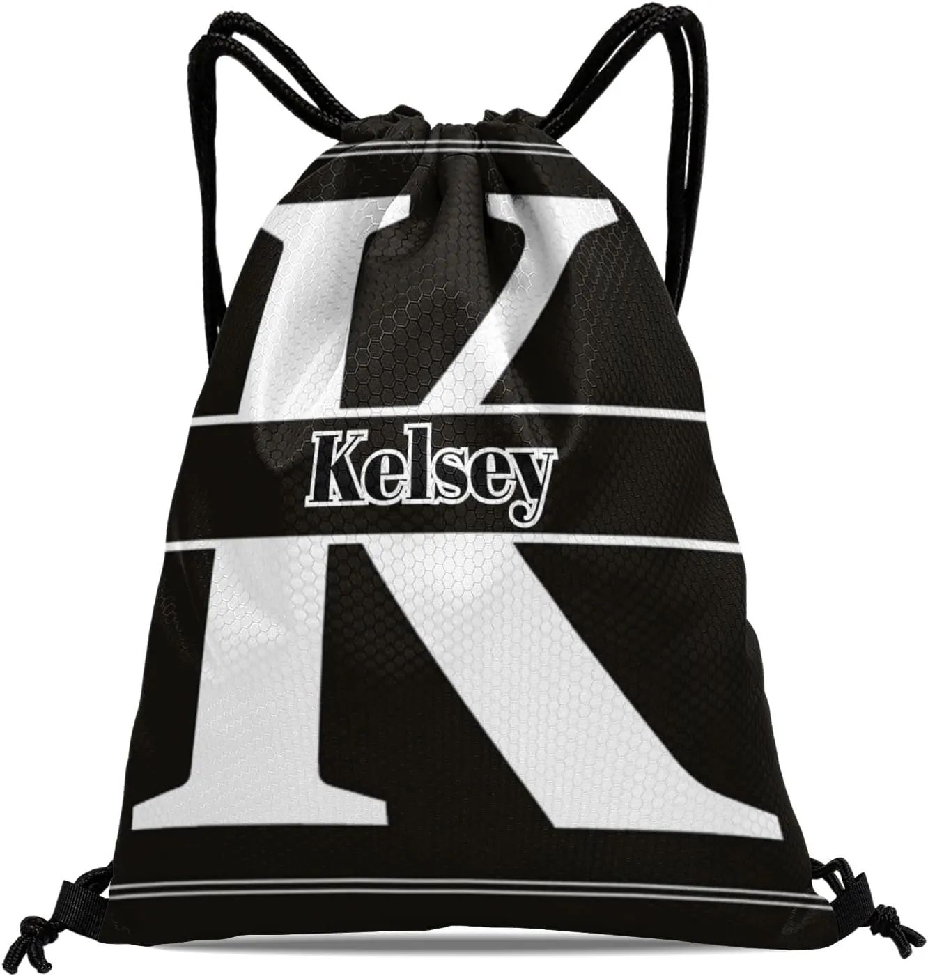Letter K Drawstring Backpack Bag Sports Waterproof Storage Bags for Gym Yoga Competition Traveling