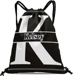 Letter K Drawstring Backpack Bag Sports Waterproof Storage Bags for Gym Yoga Competition Traveling