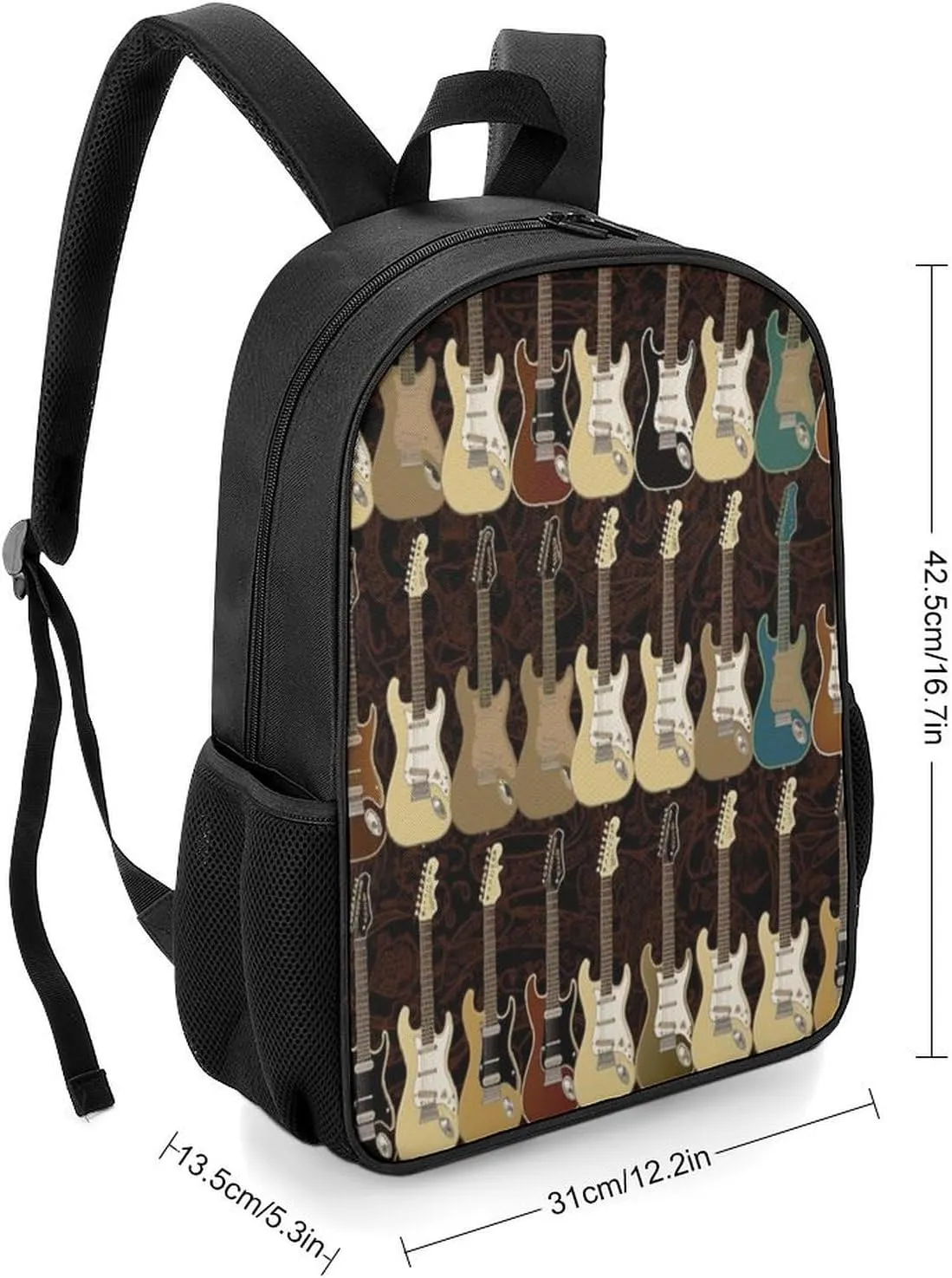 Lightweight Backpacks Cute Travel Bag Durable Art Guitar Pattern Printing Small Travel Backpack For Women & Men