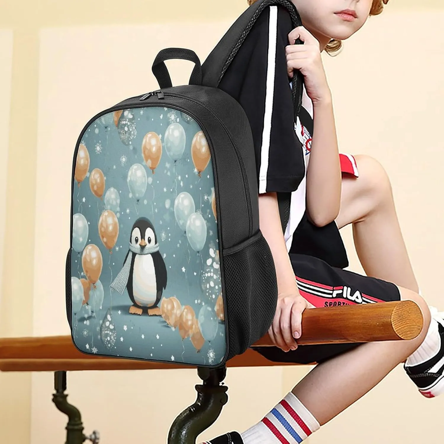 Lightweight Backpacks Cute Travel Bag Durable Balloon Snowflake Printing Small Travel Backpack For Women & Men