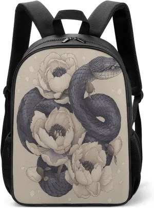 Lightweight Backpacks Cute Travel Bag Durable Black Snake And Flower Printing Small Travel Backpack For Women & Men