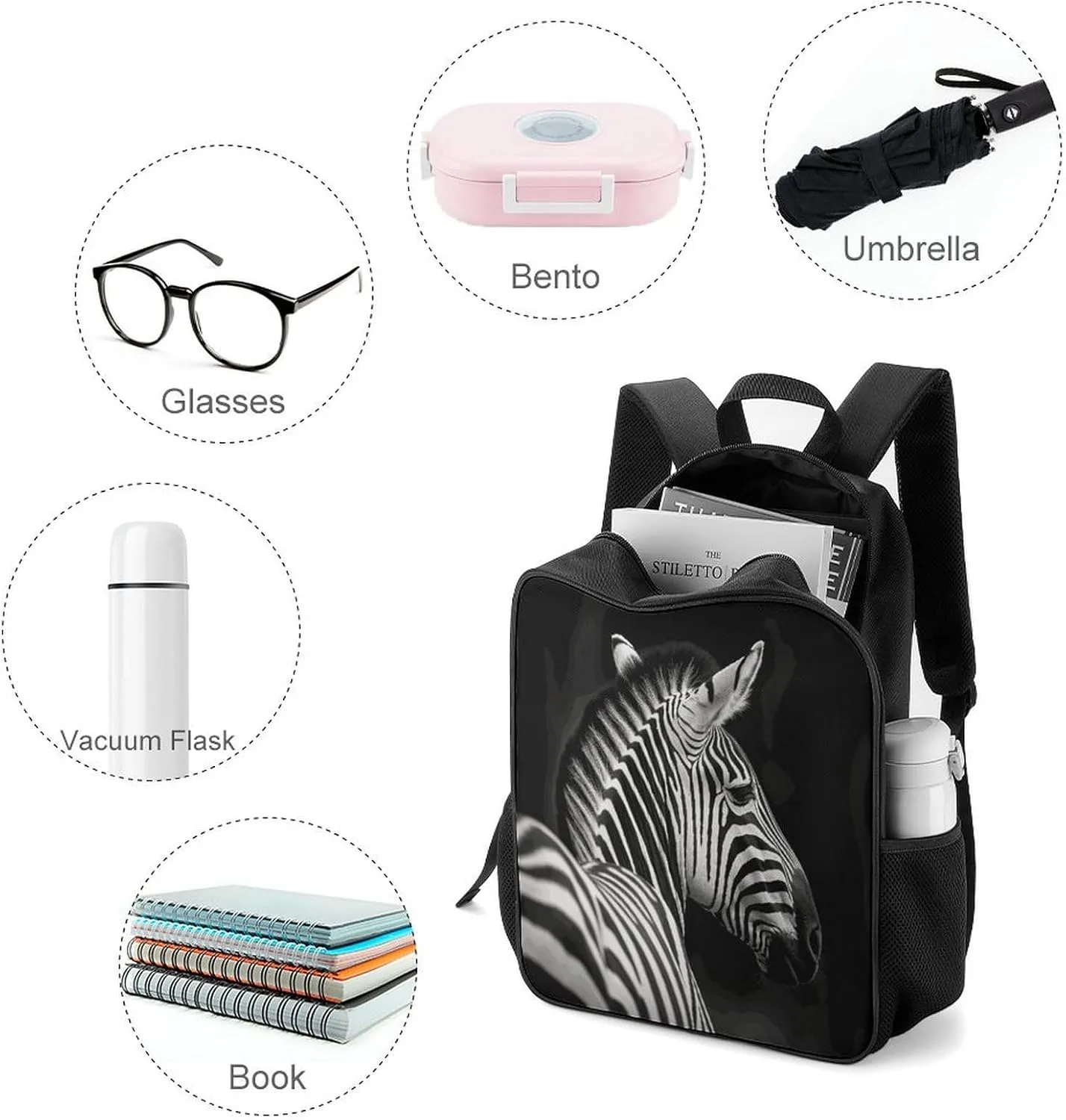 Lightweight Backpacks Cute Travel Bag Durable Black White Zebra Printing Small Travel Backpack For Women & Men