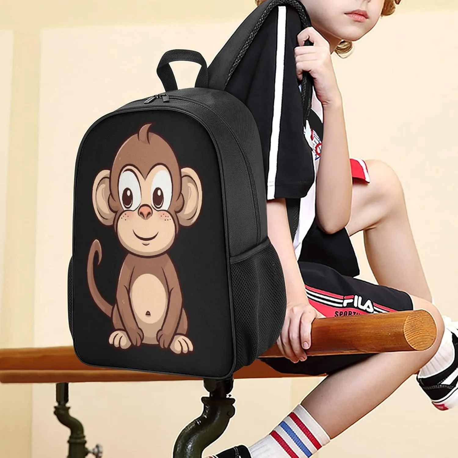 Lightweight Backpacks Cute Travel Bag Durable Cartoon Brown Monkey Printing Small Travel Backpack For Women & Men