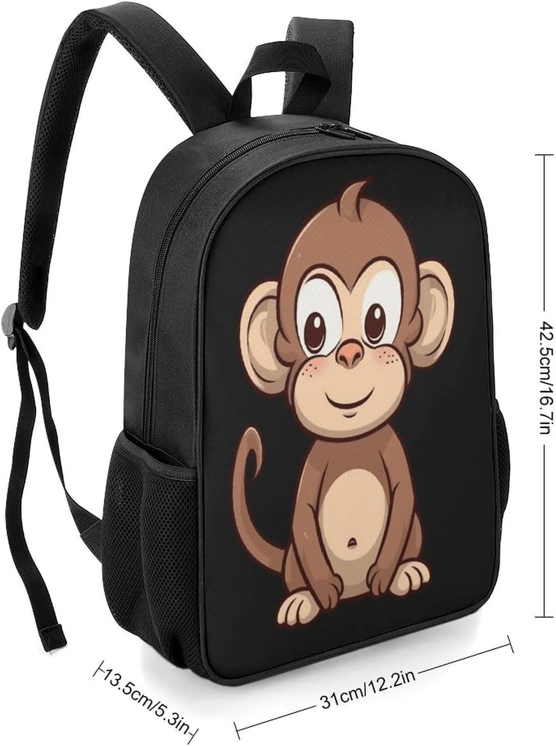 Lightweight Backpacks Cute Travel Bag Durable Cartoon Brown Monkey Printing Small Travel Backpack For Women & Men