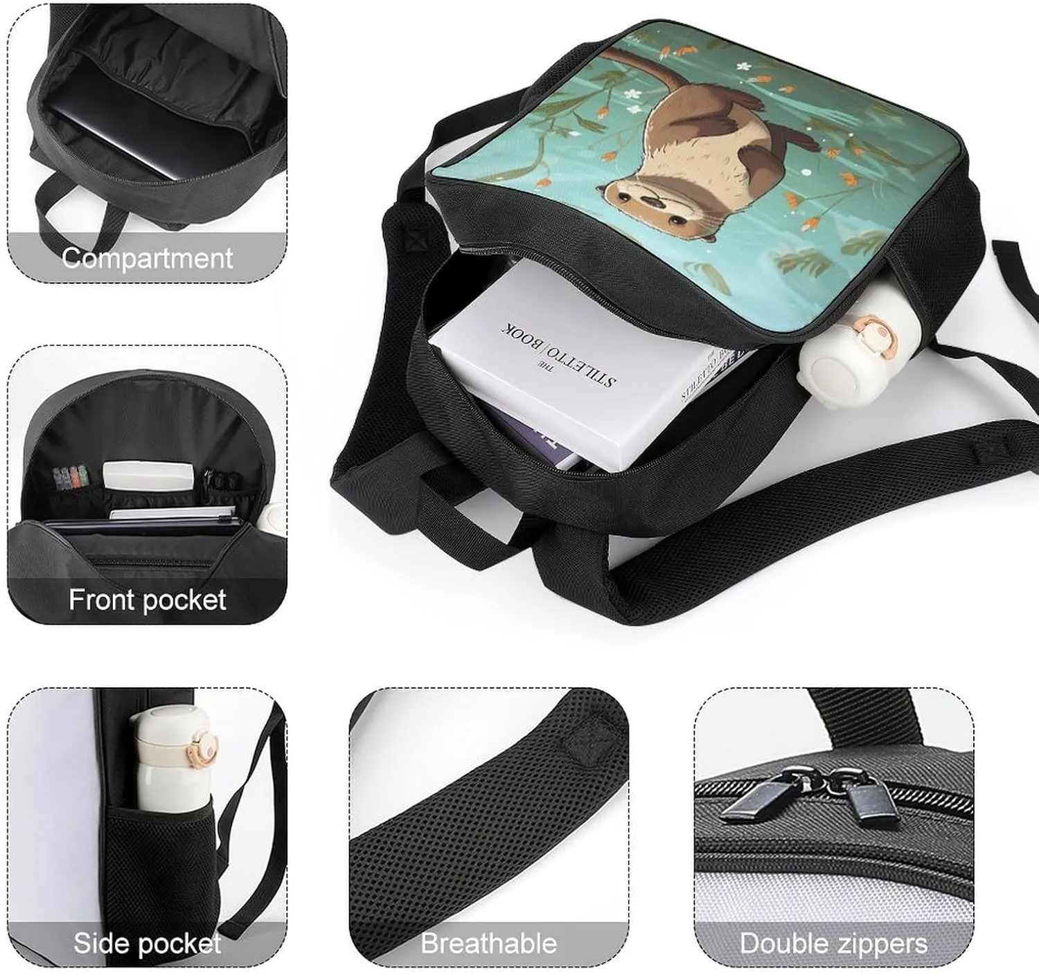 Lightweight Backpacks Cute Travel Bag Durable Cartoon Cute Beaver Printing Small Travel Backpack For Women & Men