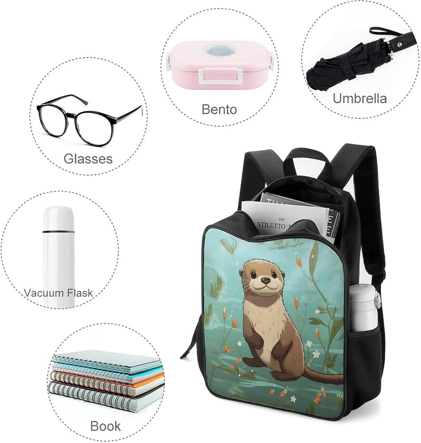 Lightweight Backpacks Cute Travel Bag Durable Cartoon Cute Beaver Printing Small Travel Backpack For Women & Men