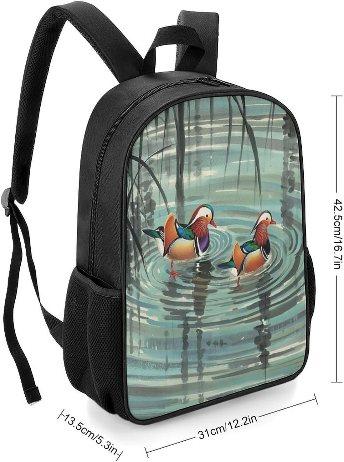 Lightweight Backpacks Cute Travel Bag Durable Chinese Style Mandarin Ducks Printing Small Travel Backpack For Women & Men