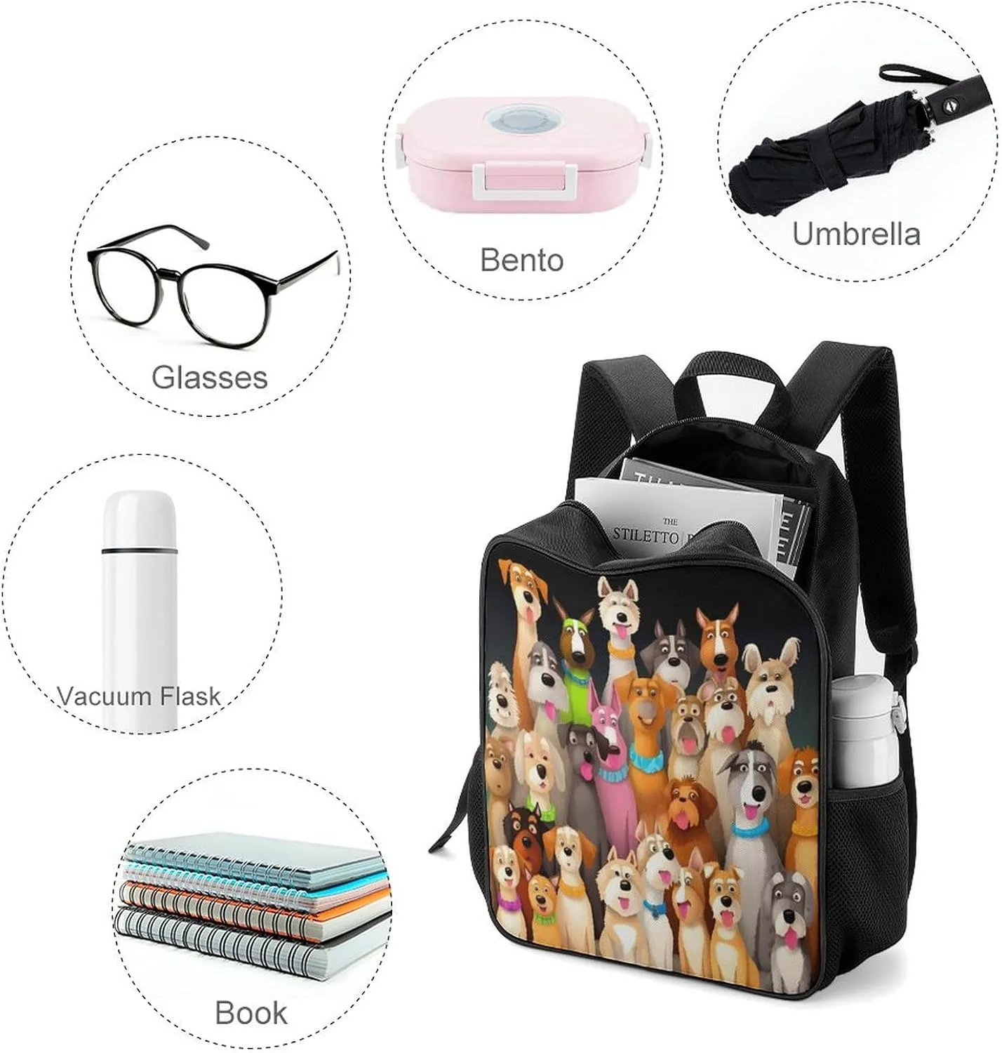 Lightweight Backpacks Cute Travel Bag Durable Dogs Printing Small Travel Backpack For Women & Men