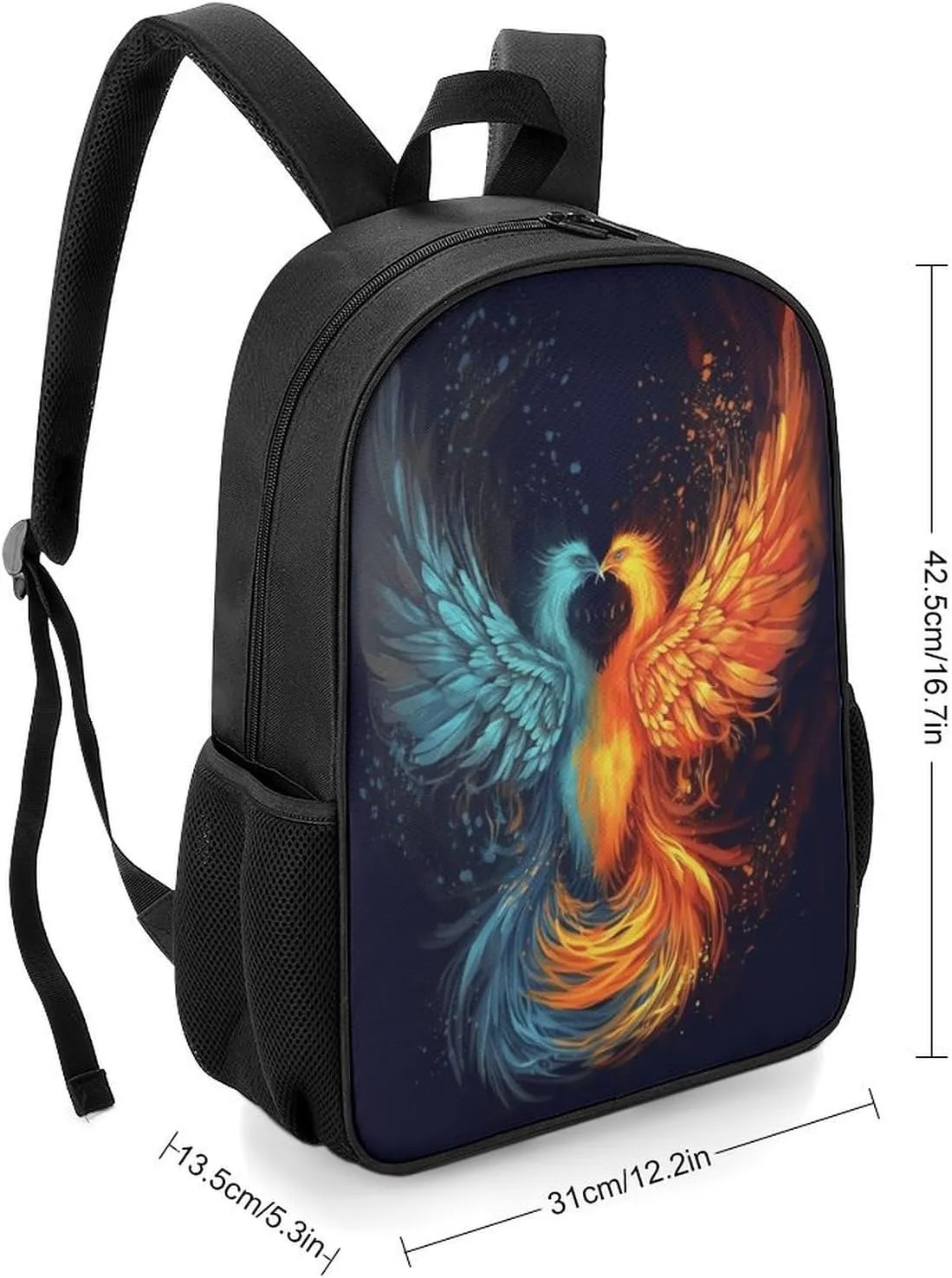 Lightweight Backpacks Cute Travel Bag Durable Fire And Water Wyvern Printing Small Travel Backpack For Women & Men
