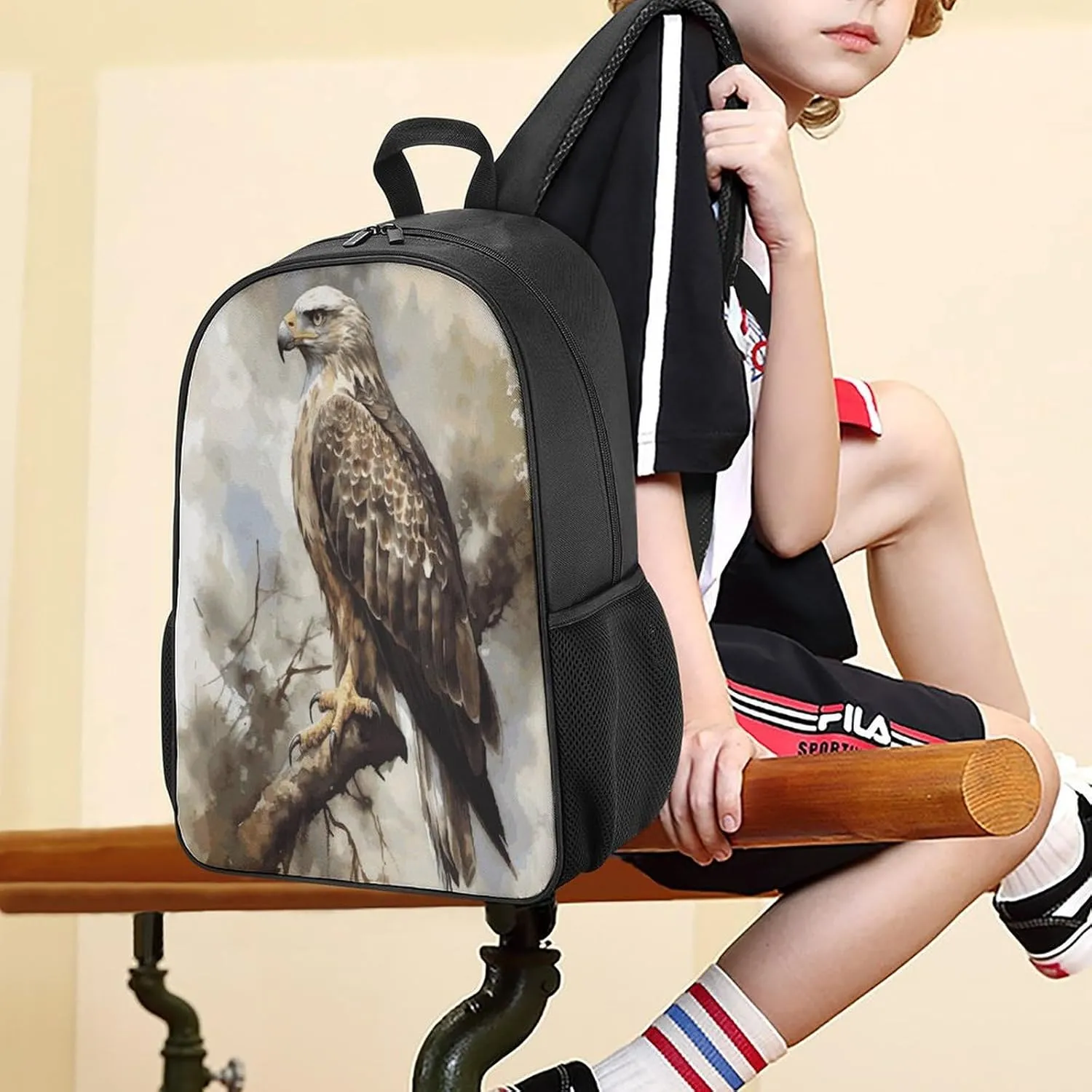 Lightweight Backpacks Cute Travel Bag Durable Hawk Sitting in The Tree Printing Small Travel Backpack For Women & Men