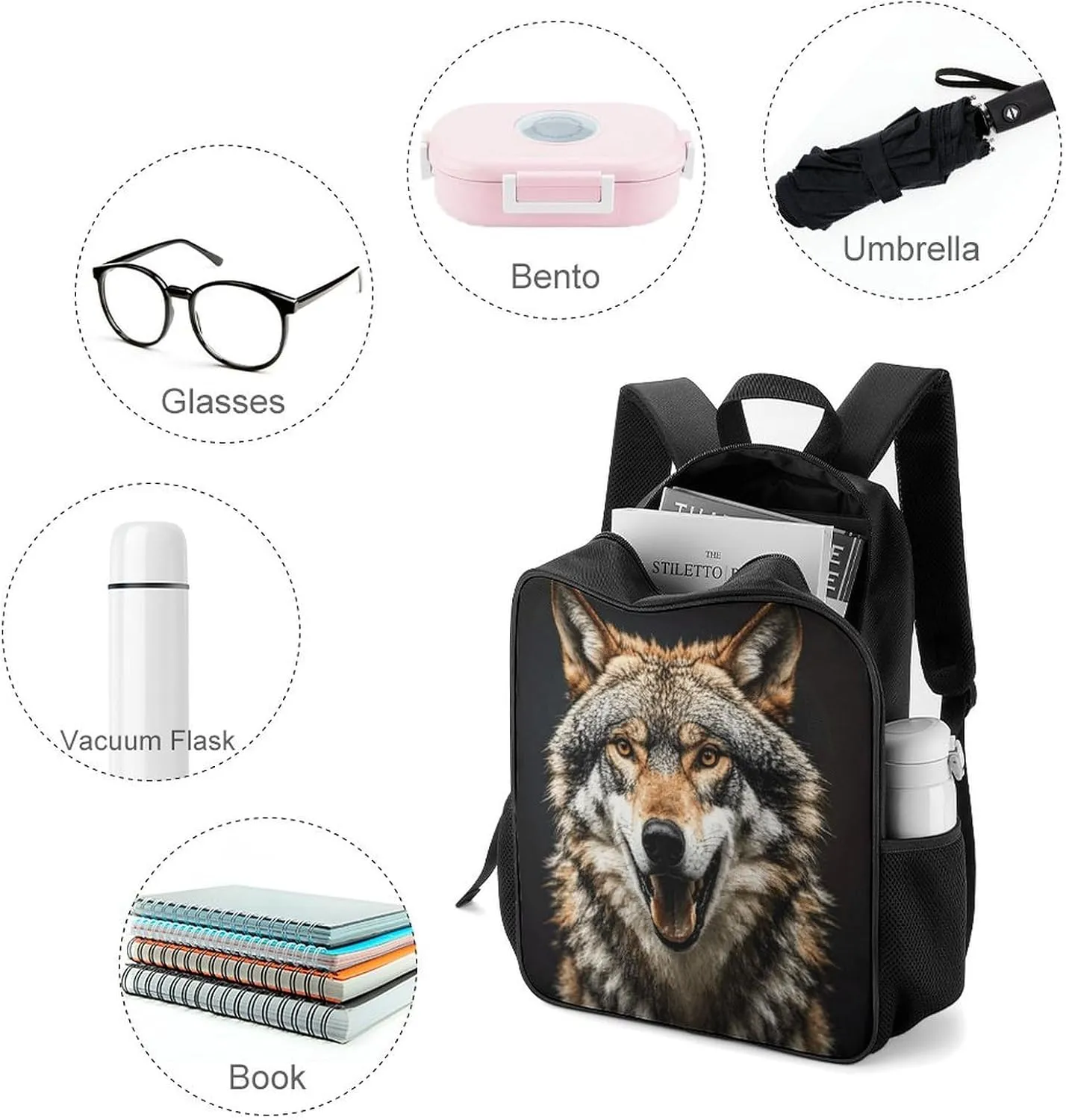 Lightweight Backpacks Cute Travel Bag Durable Hungry Like A Wolf Printing Small Travel Backpack For Women & Men