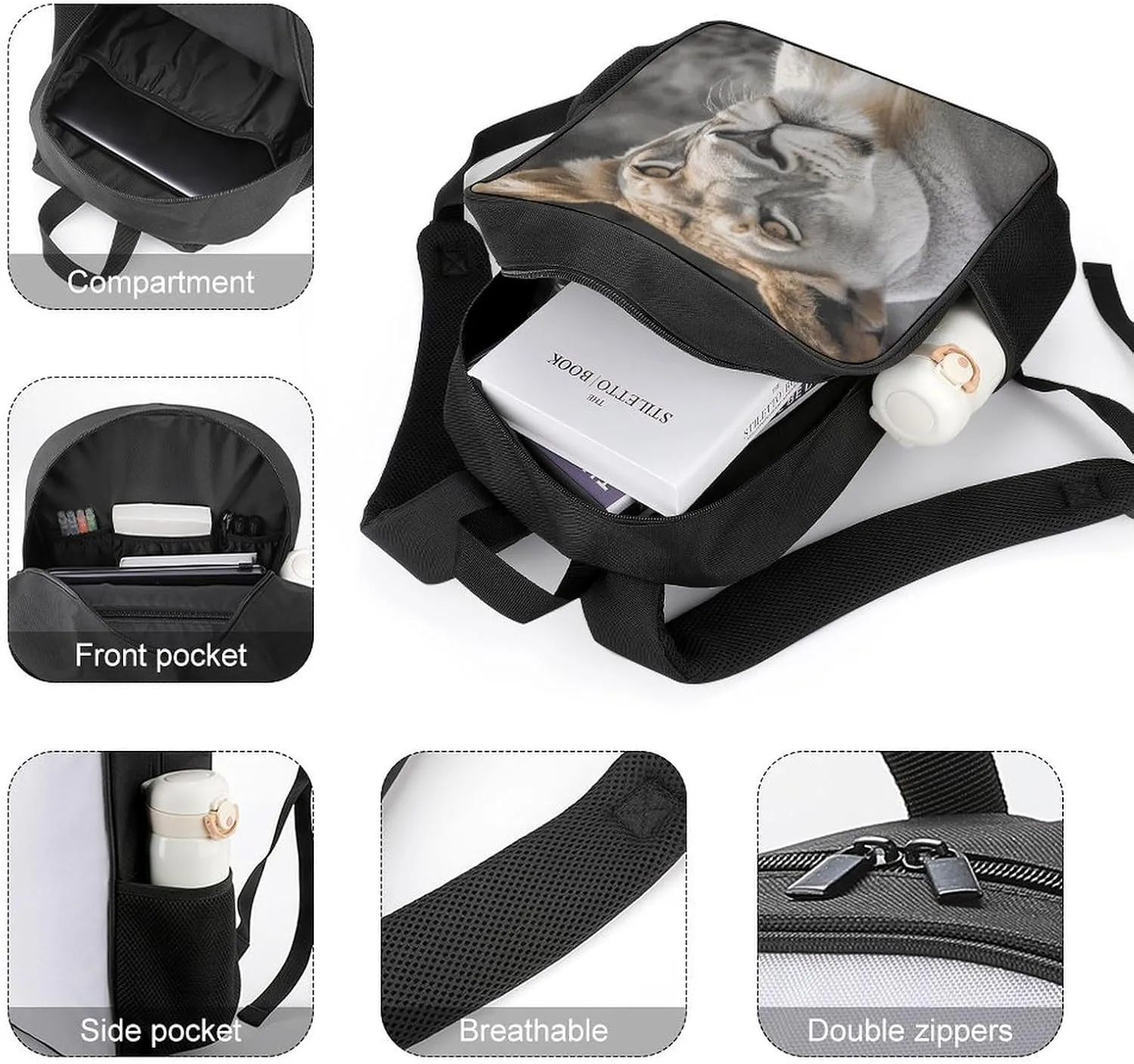 Lightweight Backpacks Cute Travel Bag Durable Lioness Printing Small Travel Backpack For Women & Men