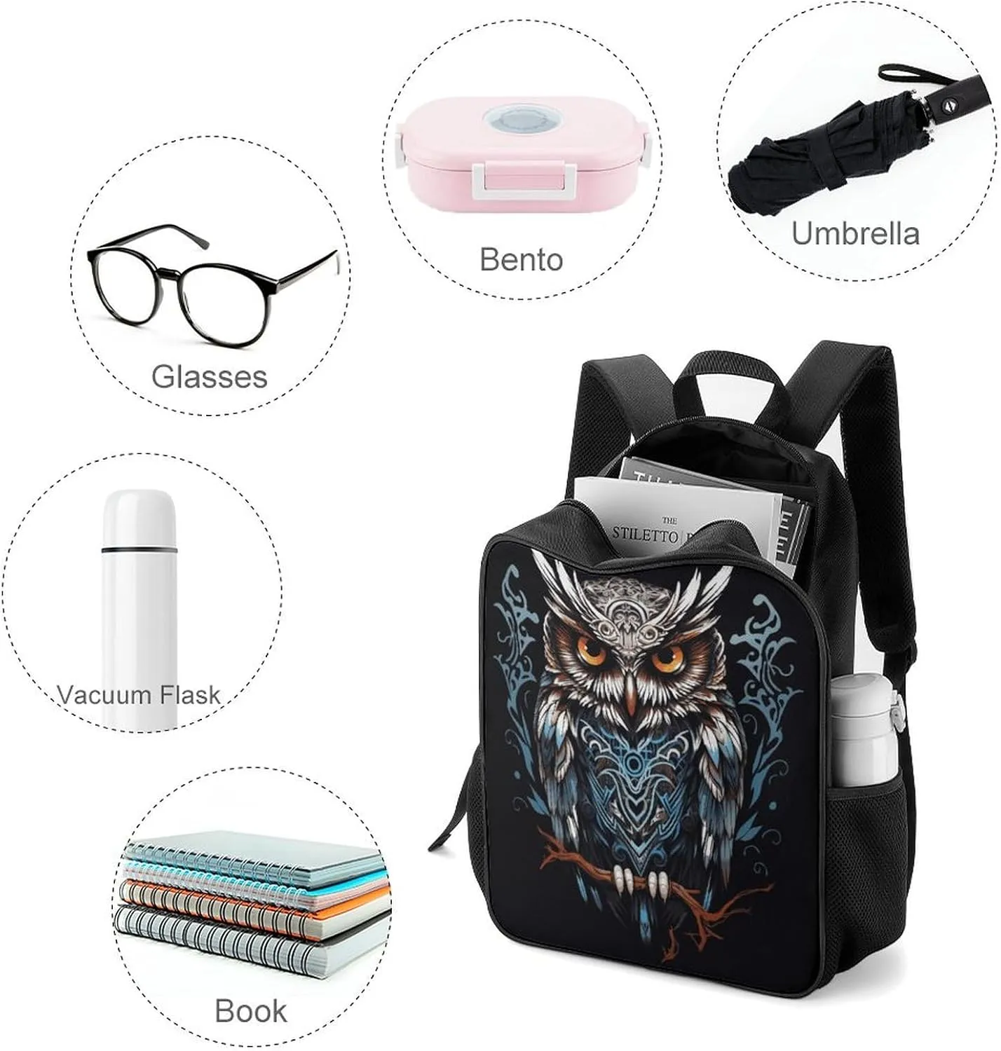 Lightweight Backpacks Cute Travel Bag Durable Owl Printing Small Travel Backpack For Women & Men